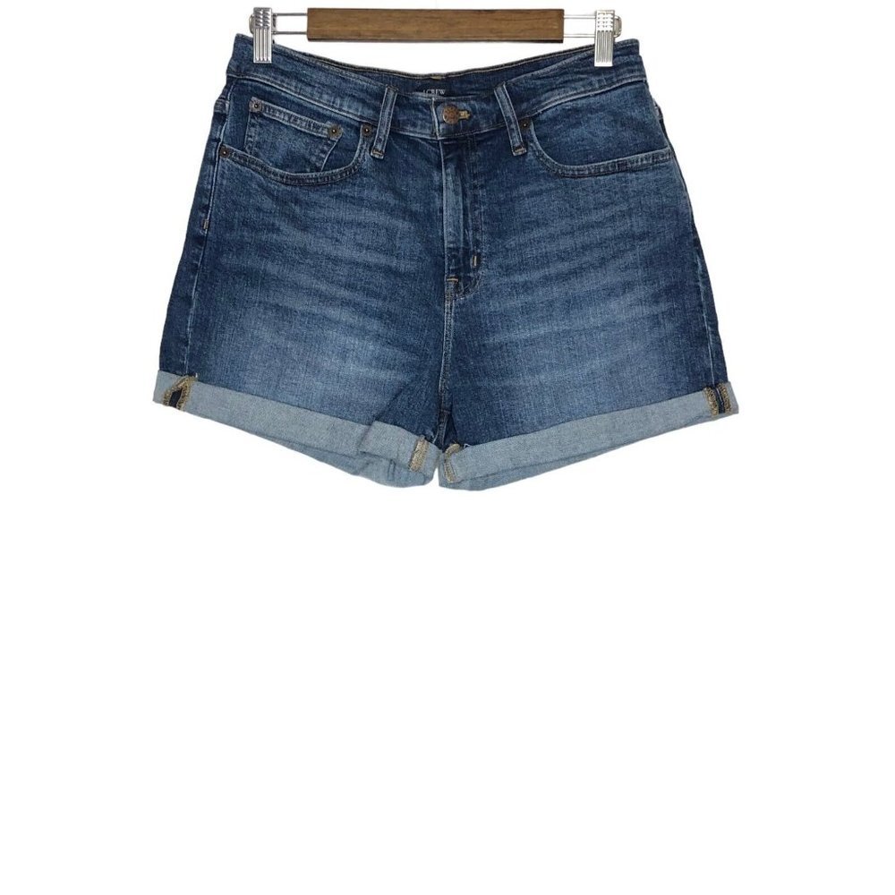 J.Crew Factory Rolled Up Cuffed High Rise Denim Jean Shorts Size 28